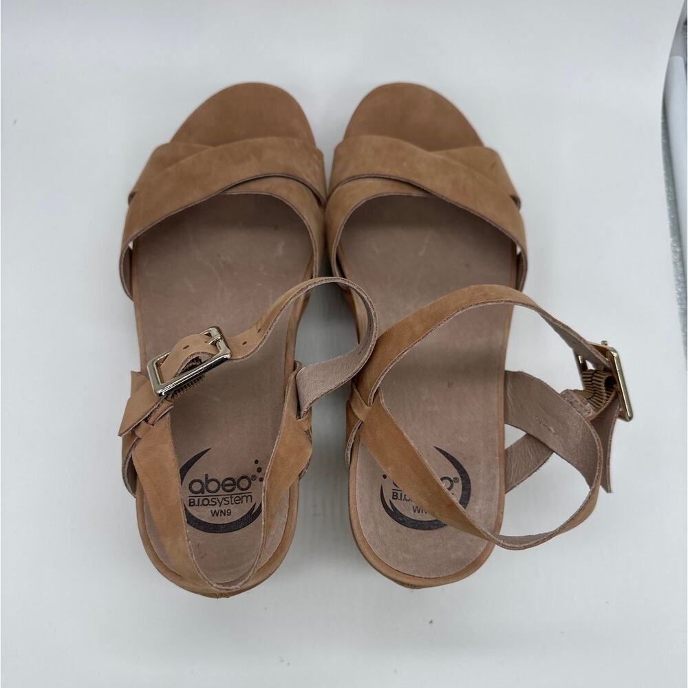 ABEO Hana Tan Wedge Comfort Sandals Sz 9N 3” Arch Support Neutral BIO System - Picture 6 of 11